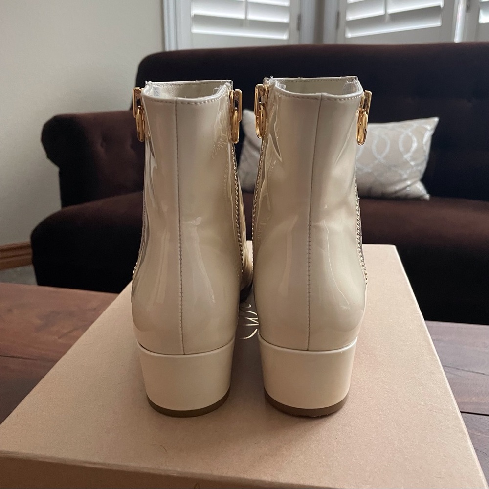 JOIE RUBEE DOUBLE ZIP PATENT LEATHER FLAT GOGO BOOTIE - Picture 3 of 15